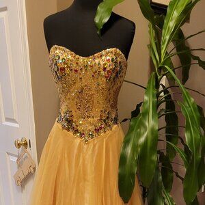 Party Time Formals Gold Dress